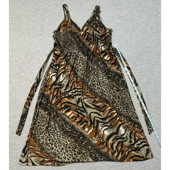 Studio West Apparel Sleeveless Midi Dress Womens Size L Multicolor Animal Print - Picture 13 of 14